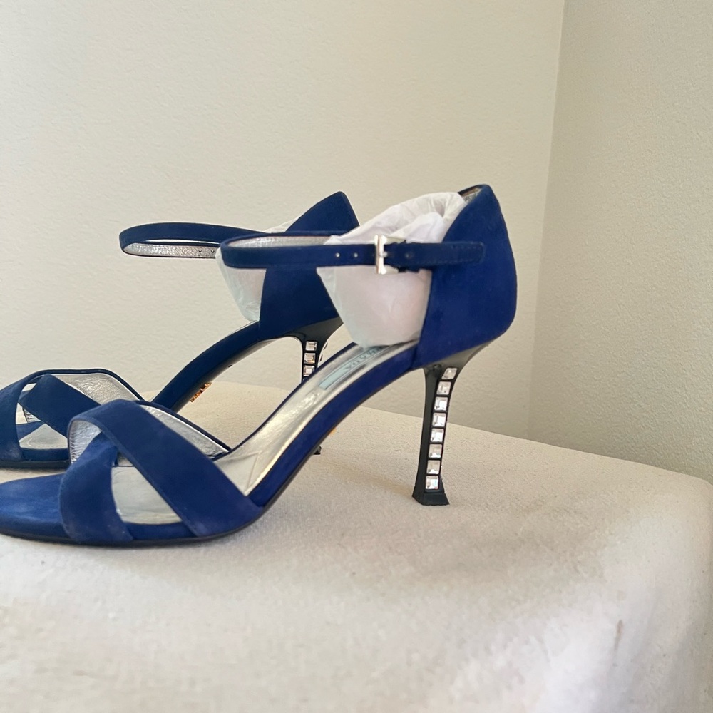 Prada Blue suede with crystal heels - Picture 2 of 11